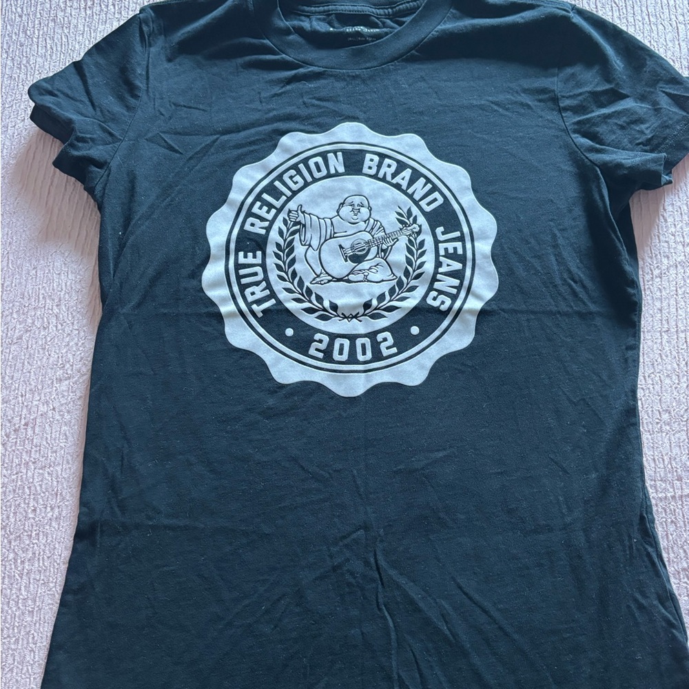 True Religion Black Tee with White Emblem